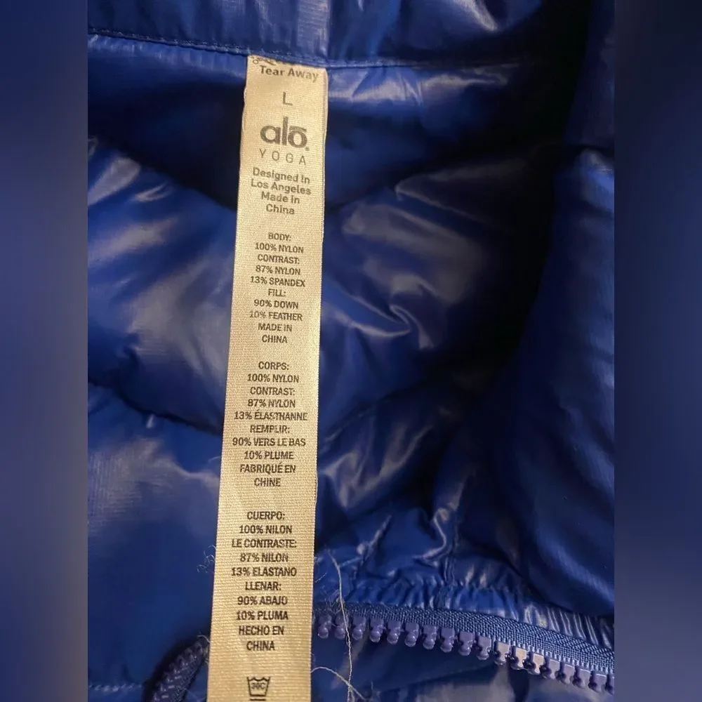 ALO YOGA Relief Quilted Puffer Down Jacket Women's Royal Blue Sz Large